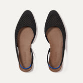The Almond Slingback - Black Mesh