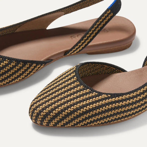 The Almond Slingback - Butterscotch Stripe