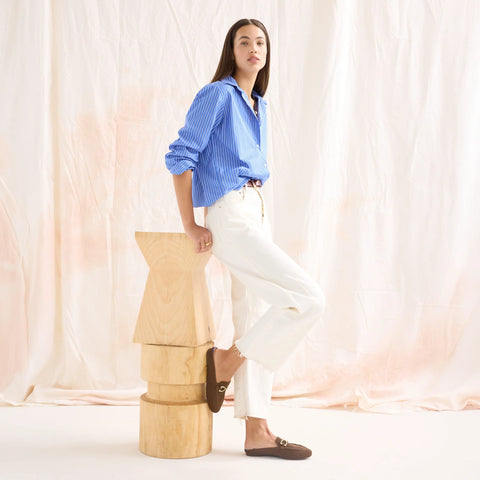 The Double Bit Loafer Mule - Cinnamon Raffia-Knit