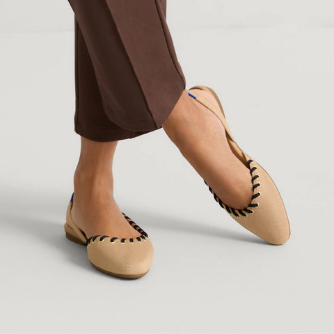 The Almond Slingback - Eyelet Frappe