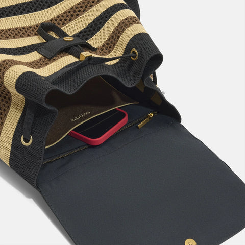The Cinch Backpack - Mocha Stripe Crochet