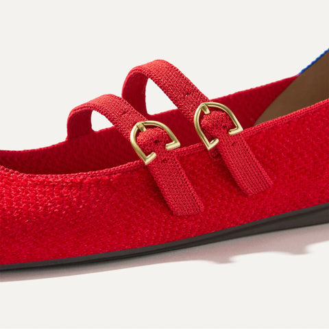 The Double Buckle Mary Jane - ReVelvet™ Red Crisp