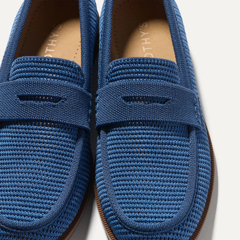 The Penny Loafer - Blue Raffia-Knit
