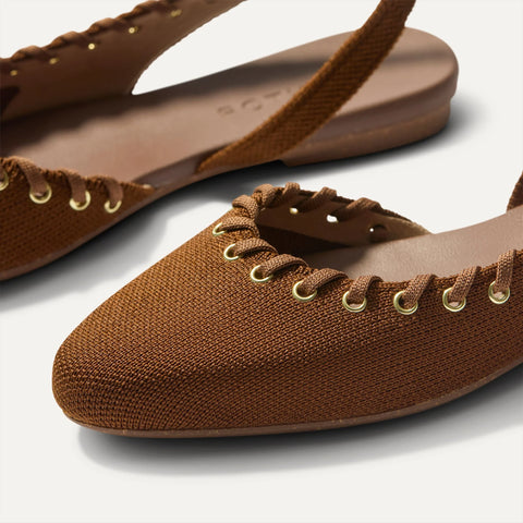 The Almond Slingback - Eyelet Russet