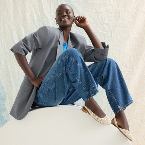 The Almond Slingback - Off White Mesh