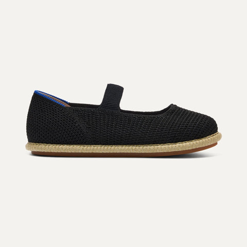 The Mini Mary Jane (for Kids) - Black Raffia-Knit