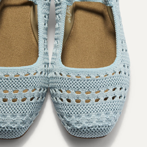 The Max Square Mary Jane - Powder Blue Crochet
