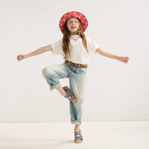 The Kids Double Strap Sandal - Sailor Stripes
