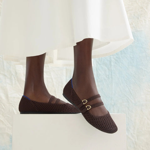 The Double Buckle Mary Jane - Chocolate Mesh