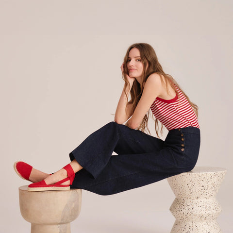 The D'Orsay Espadrille - Bright Red Crochet