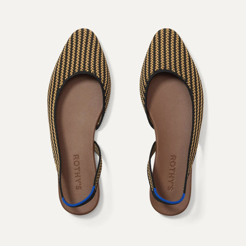 The Almond Slingback - Butterscotch Stripe