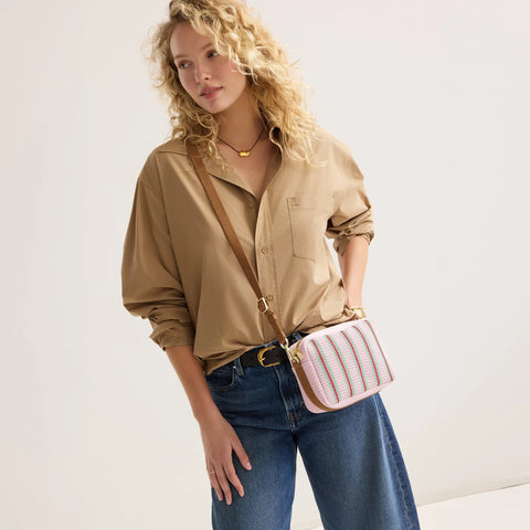 The Crossbody Camera Bag - Watermelon Market Stripe