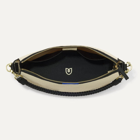 The Daily Crossbody - Black and White Raffia-Knit