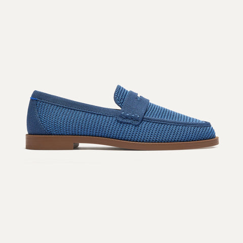 The Penny Loafer - Blue Raffia-Knit