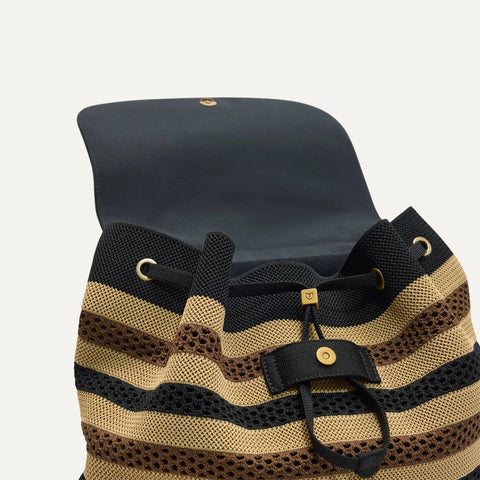 The Cinch Backpack - Mocha Stripe Crochet