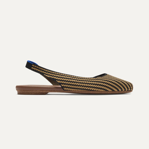 The Almond Slingback - Butterscotch Stripe